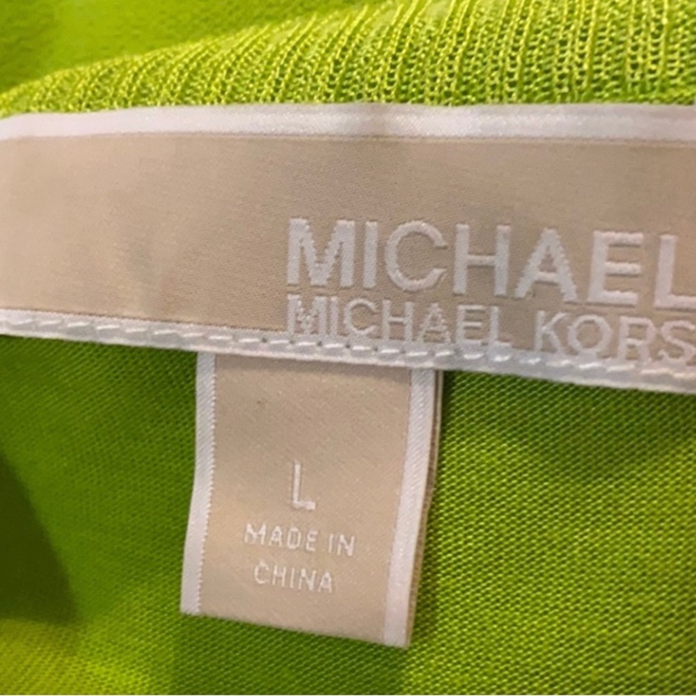 GS Michael Kors Bright Green Sleeveless Summer light weight Top Shirt Tunic Lg - Picture 10 of 13